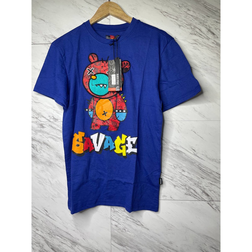 Black Pike Blue Teddy bear Shirt sz S - Picture 1 of 4
